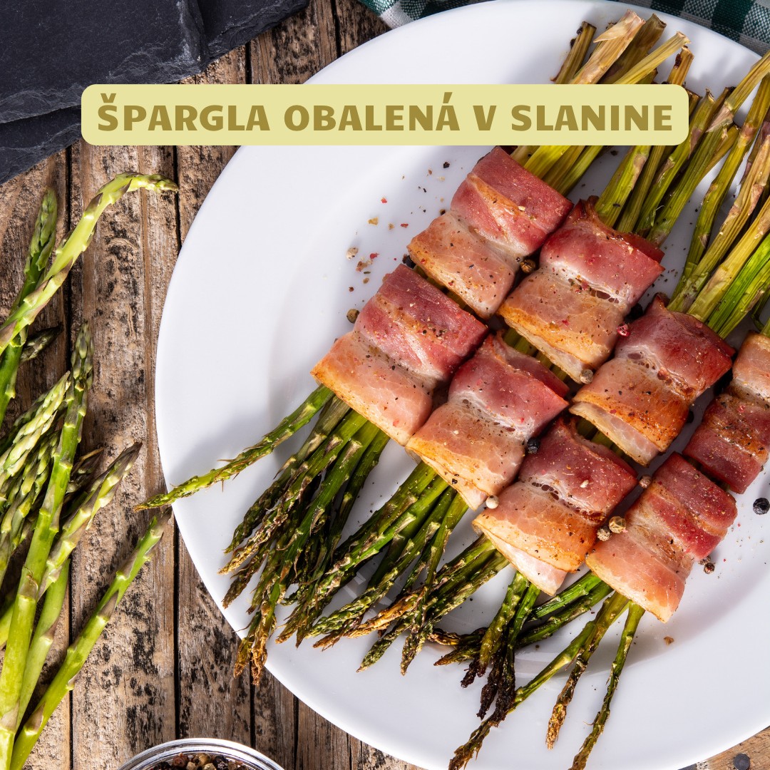 spargla obalena v slanine